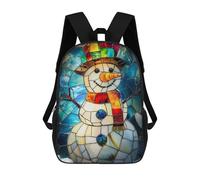 sinyumoney Stained Glass Snowman Backpacks 3D Printed 17inch Kids School Backpack Outdoor Casual Daypack Casual Travel Bags for Middle School Students