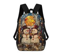 sinyumoney Stained Glass Snowman School Backpack Work Laptop Backpack Rucksack Bag for Camping Outdoor Adventures And Daily Travel 17inch
