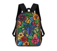 sinyumoney Stained Glass Spider Children's School Backpack 3D Printed for Kids Travel Rucksacks Book Bags for Boys Elementary School Students 17inch