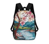 sinyumoney Stained Glass Spring Landscape Backpack School Lightweight Schoolbag Dayback Bookbag College for Men, Women & Teenage Boys 17inch