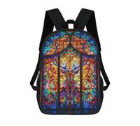 sinyumoney Stained Glass Stag School Backpack Secondary Causal Travel High School Bags for Teenage Girls Boys Women Men 17inch