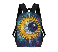 sinyumoney Stained Glass Sun And Moon Galaxy Backpack School Rucksack Casual Daypacks School Work Travel Bag for Girl, Teen Girls 17inch