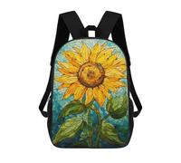 sinyumoney Stained Glass Sunflower Art School Backpack Large School Backpack for Boys for Campus Outdoor Travel Sports 17inch