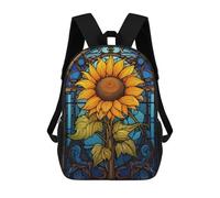 sinyumoney Stained Glass Sunflower School Bags Water Resistant Travel Backpack Computer Bag for School/Work/Travel 17inch
