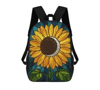 sinyumoney Stained Glass Sunflower with Moon Children's Backpacks Kids Fun School Bag Boys Backpack Travel Bag Student Schoolbag Book Stationery Bag Chool Bags 17inch