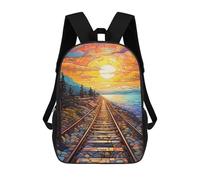 sinyumoney Stained Glass Sunset Train Tracks-1 Backpack School Bag Business Durable Laptop Bag for Campus Outdoor Travel Sports 17inch