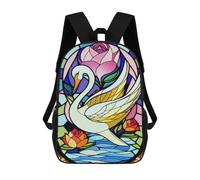 sinyumoney Stained Glass Swan Art Backpack School Bag Work Business College School for Men/Women 17inch