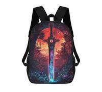 sinyumoney Stained Glass Sword School Bags School Secondary High School College Backpack Travel for Men, Women & Teenage Boys 17inch