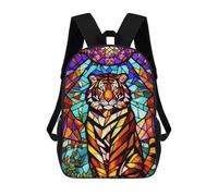 sinyumoney Stained Glass Tiger Artwork Backpack for Boys Teen Students, Girls Rucksack Bags Toddler Elementary Middle School Bookbag 17inch