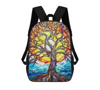 sinyumoney Stained Glass Tree Backpack School Bag Water Resistant Travel Backpack Computer Bag for Girls Boys Teenage 17inch