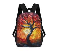 sinyumoney Stained Glass Tree Backpack School Secondary Causal Travel High School Bags for Boys/Girls/Teenagers 17inch