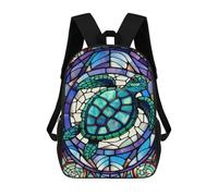 sinyumoney Stained Glass Turtle Artwork Backpack School Water Resistant Computer Rucksack for Men/Women 17inch