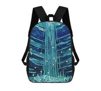 sinyumoney Stained Glass Waterfall with Stars Rucksacks 3D Printed Children Backpacks Fashion Casual Daypack Cute Travel Bags Outdoor Casual Daypack for Boy And Girl 17inch