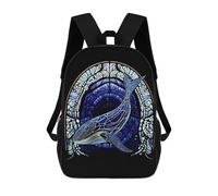 sinyumoney Stained Glass Whale Children's School Backpack Fashion Casual Children's Backpacks 3D Printed School Bags Boy Large Backpack 17inch