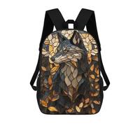 sinyumoney Stained Glass Wolf School Backpack Business Laptop Rucksack Bag Unisex Casual Daypack for Men/Women 17inch