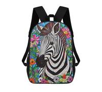 sinyumoney Stained Glass Zebra Kids Backpack, Kids School Bag 3D Printed School Backpacks for Boys And Teenager School Students 17inch
