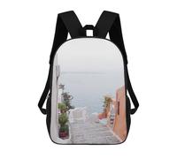 sinyumoney Stairway to The Sea Kids School Backpack School Bag 3D Printed School Bag for Boys Elementary And Middle School Students 17inch