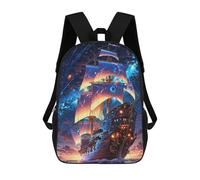 sinyumoney Starbound Galleon Voyage Beyond The Sky Kids School Backpack School Bag 3D Printed School Bag for Boys Elementary And Middle School Students 17inch