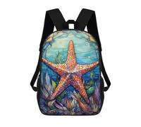 sinyumoney Starfish Stained Glass 3D Printed 17inch School Bag Children's School Backpack Travel Backpacks Casual Fashion Bag for Kids School Students