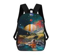 sinyumoney Stargazing Hot Springs Dreamscape Kids School Backpack 3D Printed Backpacks Fashion School Bag Rucksacks for Boys Elementary And Middle School Students 17inch