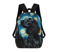 sinyumoney Starry Cocker Spaniel Kids School Backpack School Bag 3D Printed School Bag for Boys Elementary And Middle School Students 17inch