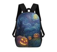sinyumoney Starry Halloween Night Painting Backpacks Kids Student Schoolbag,3D Printed Backpacks,Elementary And Middle School Students Backpacks for Boys Girls 17inch