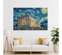 sinyumoney Starry Night Athens Fusion Art Art Work for Home Walls for Rustic Bath Decor Canvas Art 24x36inch(60x90cm)