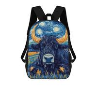 sinyumoney Starry Night Bull Children's Backpacks 17inch School Backpack 3D Printed Bag Bookbag for Kids Travel Rucksacks Boy Girl Book Bags Kids School Bag