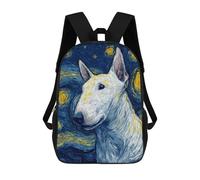 sinyumoney Starry Night Bull Terrier -8 3D Printed Children's School Backpack for Kids High Capacity Travel Rucksacks Book Bags Kids School Bag Back Pack 17inch