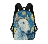 sinyumoney Starry Night Bull Terrier Art Print -2 Backpack School Bag High Secondary School Bags Casual Backpack - Perfect for Travel, Work And Daily Use 17inch