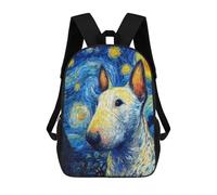 sinyumoney Starry Night Bull Terrier Art Print -3 School Backpack Lightweight Airport College Students Back Pack for Boys/Girls/Teenagers 17inch