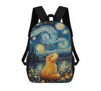 sinyumoney Starry Night Capybara School Bag 3D Printed 17inch Backpacks Fashion Kids School Backpack Rucksacks for Boys Elementary And Middle School Students