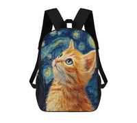 sinyumoney Starry Night Cat Art Print -10 School Backpack Fashion Stationery Backpack Waterproof Casual Daypacks for Men/Women 17inch