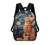 sinyumoney Starry Night Cat Art Print -13 Rucksack Water Resistant Travel Backpack Computer Bag for Teenage Girls Boys Women Men 17inch