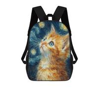sinyumoney Starry Night Cat Art Print -9 School Bag 3D Printed Backpacks Fashion Kids School Backpack Boys Rucksacks for Boys Middle School Students 17inch