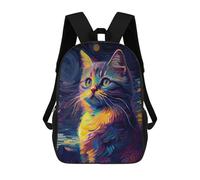 sinyumoney Starry Night Cat Backpack School Bag School Secondary High School College Backpack Travel for Boys/Girls/Teenagers 17inch