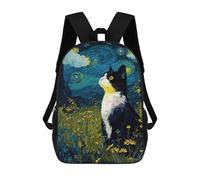 sinyumoney Starry Night Cat Backpack School Bag Work Laptop Backpack Rucksack Bag for Teenage Girls Boys Women Men 17inch