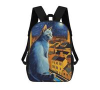 sinyumoney Starry Night Cat Backpacks Kids School Backpack Fashion School Bag 3D Printed School Bag for Boys Elementary And Middle School Students 17inch
