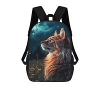 sinyumoney Starry Night Cat Dreamscape Kids School Backpack 3D Printed Backpacks Fashion School Bag Rucksacks for Boys Elementary And Middle School Students 17inch
