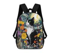 sinyumoney Starry Night Cat Garden -1 Backpack School Bag Lightweight Casual Daypack School Backpacks for Teenage Girls Boys Women Men 17inch