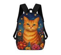 sinyumoney Starry Night Cat Garden -3 School Backpack Lightweight Airport College Students Back Pack for Boys/Girls/Teenagers 17inch