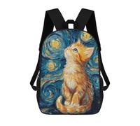 sinyumoney Starry Night Cat Painting -4 Rucksack Water Resistant Computer Rucksack for Camping Outdoor Adventures And Daily Travel 17inch