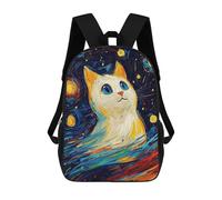 sinyumoney Starry Night Cat Painting Backpacks 3D Printed 17inch Kids School Backpack Outdoor Casual Daypack Casual Travel Bags for Middle School Students