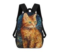 sinyumoney Starry Night Cat Portrait Rucksack Fashion Stationery Backpack Waterproof Casual Daypacks for Boys/Girls/Teenagers 17inch