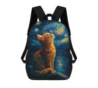 sinyumoney Starry Night Cat School Backpack Travel College Rucksack Backpacks for Teenage Girls Boys Women Men 17inch