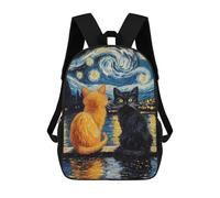 sinyumoney Starry Night Cats -12 School Backpack Large School Backpack for Boys for Campus Outdoor Travel Sports 17inch