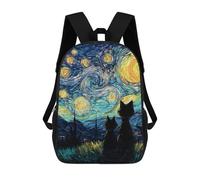 sinyumoney Starry Night Cats -18 Backpack School Lightweight Airport College Students Back Pack for School/Work/Travel 17inch