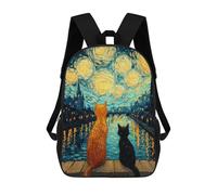 sinyumoney Starry Night Cats -24 Kids Backpack,School Backpack Kids School Bag 3D Printed Cartoon Large Capacity Backpack for Kids Boys And Girls 17inch