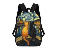 sinyumoney Starry Night Cats -25 Backpack School Daypacks Business Backpack Water Resistant Bookbag for Boys/Girls/Teenagers 17inch