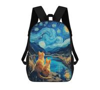 sinyumoney Starry Night Cats Backpack for School 3D Printed Boys Girls School BagChildren Bookbag Travel Rucksack 17inch